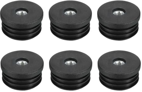 Sourcing Map 6 inserti per tubi con filettatura M8, per tubo rotondo OD da 38 mm, tappo in plastica nera, tappi per sedie