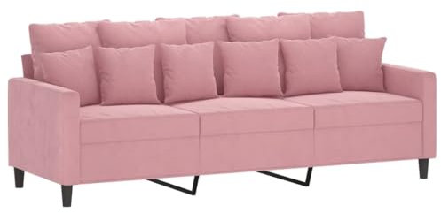 vidaXL Divano a 3 Posti Rosa 180 cm in Velluto, Divano, Divano da Salotto, Divano in Velluto, Divano Imbottito, Divano a Tre posti, divanetto