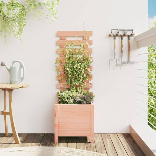 BaraSh Jardinera con estantería Madera Maciza Douglas 39x39,5x114 cm Maceteros Decorativos Interior Mueble Plantas Interior