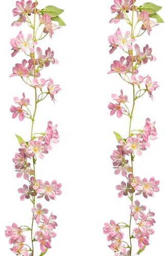 douyif Blumengirlande Rosa Blüten Deko 180cm 2Stk Blumenranke Künstlich Blumenrebe Margeriten Kunstblumen Girlande Rosa Blumen Hangend Vine für Garten Wand Dekor Frühling Party Hochzeit