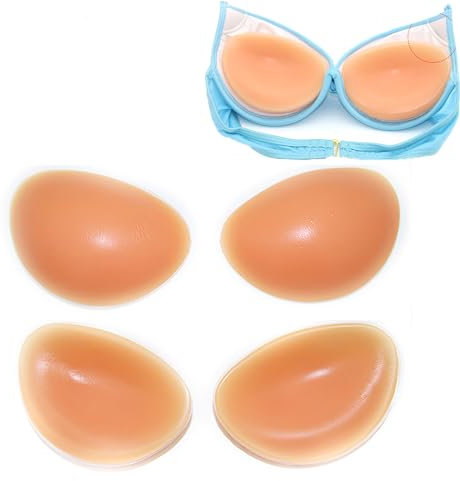 CUKIN Silicone Bra Pads Inserts,Boombas Breast Enhancer Push Up Bra Inserts,Removable Bikini Push Up Pads,Silicone Chicken Fillets Bra Inserts Pads,Orange,1 Pair