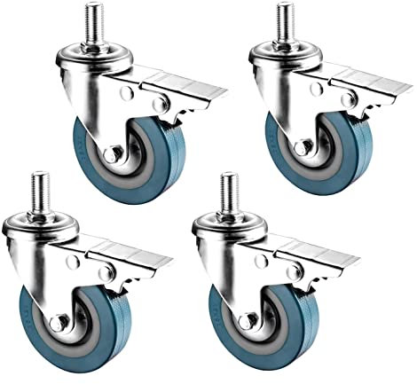Lenkrollen, Bockrollen M10x30mm Schwerlast-Lenkrolle, 360°-Möbel-Lenkrolle, Blau | 2,5/3/Max. Belastung 100 kg, for mobile Tablettmöbel/Trolley/Stuhl/Nachttischrollen (Farbe: 4 Stück W (Color : Blu