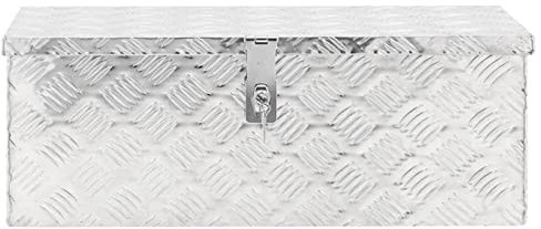 Ailgely Aluminiumbox Werkzeugkasten Aluminiumkiste Deichselbox Aluminium, Anhängerbox mit Schloss und Schlüssel, stabil und wasserdicht 61,5 x 26,5 x 30 cm Silbern