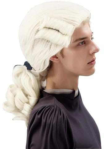 Weiß Lawyer Perücke Lockig Herren Perücken Marquis Weiß Perücken Haarteile für Halloween Kostüms Perücke