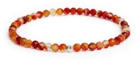 BERGERLIN Naturstein Perlenarmband Damen Herren, facettiert 4mm, Silber | Feines Naturstein Armband Damen 4mm facettiert: 925 Silber, echte Heilsteine – vom deutschen Prüflabor bestätigt.