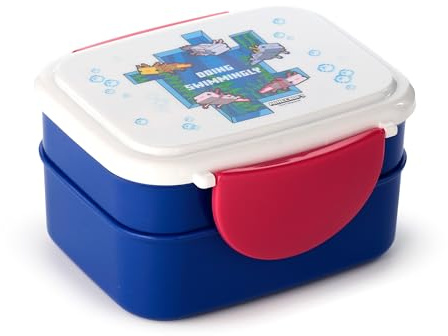 Contenitore Porta Pranzo Bento con Posate e Chiusura a Clip - Minecraft Axolotl - Per Scuola e Casa - Schiscetta Pranzo