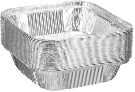sourcing map 30 moldes de papel de aluminio para tartas de 6.3 pulgadas, cuadrados, desechables, antiadherentes, para pasteles, quiches, tartas, hornear, cocinar, recalentar, fiestas, color plateado
