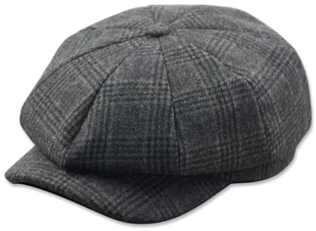 LumiSyne Vintage Newsboy Stil Tellermütze Schiebermütze Herren Damen 8 Panel Baker Boy Schirmmütze Fischgräten Tweed Wollmischung Einstellbar Gatsby Cap Cabbie Flat Cap Für Herbst Winter