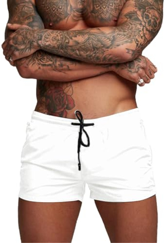 Donason Costume da Bagno Uomo, Pantaloncini Sportivi da Uomo Asciugatura Rapida Pantaloni Corti da Corsa Calzoncini da Surf sulla Spiaggia con Fodera in Mesh e Tasche
