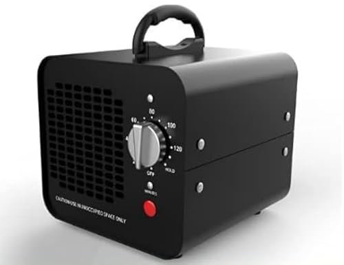 Generador de Ozono, 10.000 mg/h Portátil Hogar Dispositivo de Ozono O3 Purificador de Aire de Ozono Industrial con Temporizador de 120min, para Habitaciones, Garajes, Hasta 600㎡ (Negro)