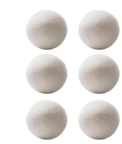 Wool Dryer Balls - Wool Tumble Dryer Balls | Woollen Tumble Dryer Ball | Natural Fabric Softener Set Of 6 | Reusable Fabric Softener Ball | Reduces Clothing Wrinkles And Saves Drying Time