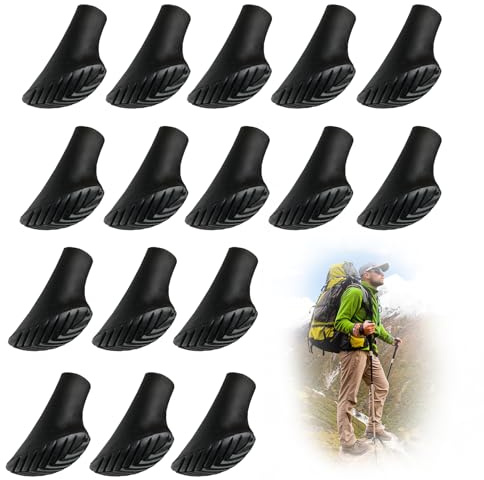 16 Stück Nordic Walking Stöcke Gummipuffer,WanderstöCke Gummipuffer,Pads für Stock,Griffiges Gummi,Gummipuffe Nordic-Walking-Stöcke,Rutschfestes Ttrekking,Walking-Stöcke,Durchmesser 11mm (16)