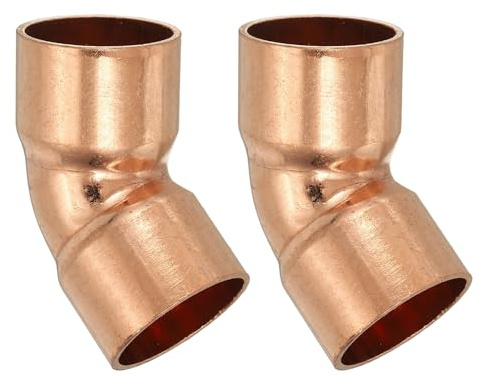 PATIKIL 1ID 1.5mm Gomito Rame Raccordo Tubo, 4Pz Raccordi per Tubi in Rame Puro al 99,9%, Connettore per Tubi a Raggio Corto 45 Gradi, Saldatura a Sudore Sistemi Refrigerazione HVAC