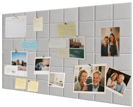 60 x 90 cm anslagstavla, stor självhäftande, 6 st 30 x 30 cm, dekorativ anslagstavla av filt, pinvägg, korktavla, vikbar fotopanel, planeringstavla, för kontor, hem och barnrum