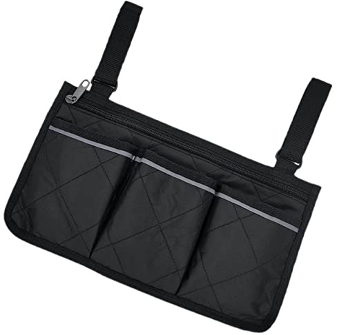 VALICLUD Rollstuhltasche Seitlich Organizer mit Reflektorstreifen aus Pongee und Vliesstoff Einfache Montage und Abnehmbar für Rollstuhlnutzer