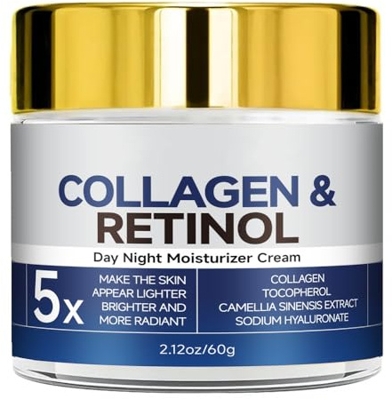 Retinol-Kollagen-Gesichtscreme, Anti-Aging-Retinol-Creme, Anti-Falten-Creme, Straffungscreme, 24-Stunden-Gesichtspflege, für die meisten Hauttypen geeignet, 60g