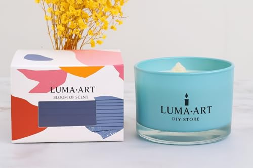 Candela Profumata con Cristalli naturali - Blu Oceano- 20 Ore di Durata, Regalo Elegante per Casa- LUMAART