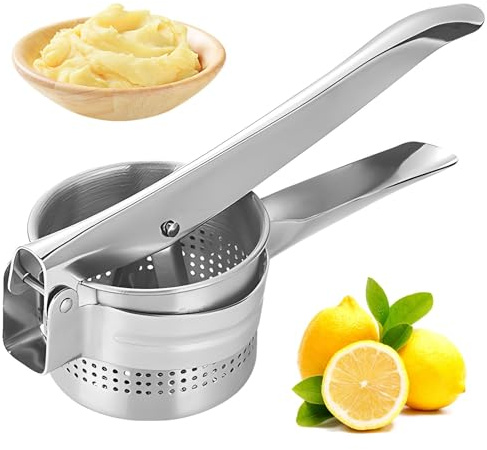 Potato Ricer Masher,Stainless Steel Mashed Potato Masher with Ergonomic Handle,Kitchen Gadget Heavy Duty Food Press for Mashed Potatoes,Press Fruit and Vegetables