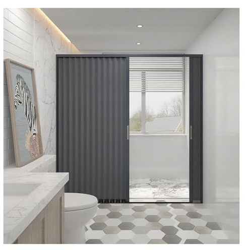 Schiebetür Falttür falttüren innentüren Puertas Corredizas Para Closet, Falttür mit Schloss für Badezimmer, Raumteiler für Terrassenschränke, Flure, Duschtüren, ohne Bohren(Gray,39x83in(99x211cm))
