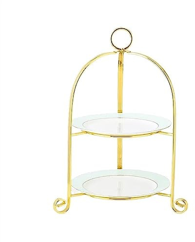 Alzata moderna in ceramica a due piani per torte – Elegante supporto per dessert per tè pomeridiano, decorazione personalizzata per matrimoni, vassoio da portata per cupcake, colore verde, ideale per