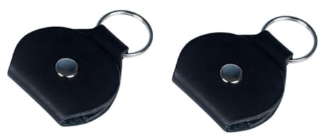 CONGARTENO Bolsa Portátil y Llavero de PU Anillo Metálico para Púas de Guitarra Guitarra Negra 2 Piezas para Uso Diario