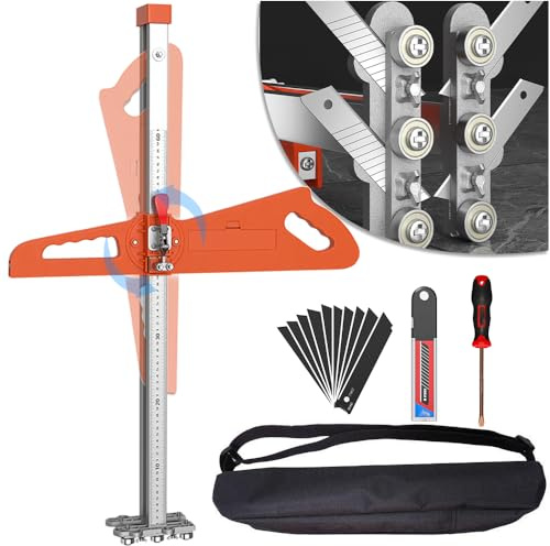 Drywall Cutting Tool Foldable with Positioning - New Upgraded Double Row 4 Blades - Drywall Cutter for Wall,Build,Decoration - Sheetrock Cutting Tool with 19 Wheels - Gypsum Board Cutting