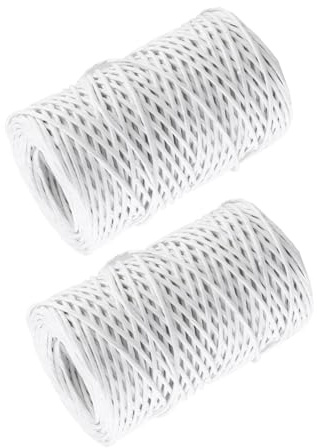 Lurrose 2 Rolls White Paper Wrapped Floral Wire Twine 50m Bouquet Stem Binding Wire for Florists Garden Craft Wreath Making Wedding Decoration