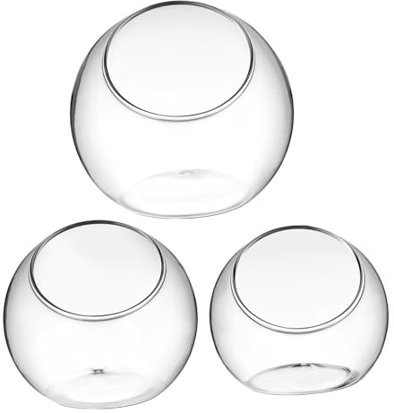 ibasenice 3 Stück Glas Terrarium Transparent Wasserpflanzen Behälter Dekorativer Miniatur moosflaschen Pflanzer für Sukkulenten Leicht und Wiederverwendbar Mikro Landschaft Wohnzimmer