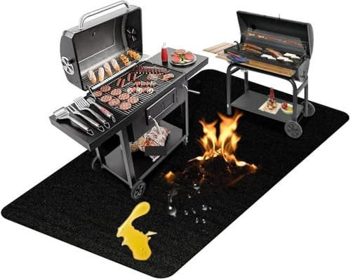 Alfombrilla for parrilla de 76 x 51 pulgadas, apta for parrillas al aire libre, doble cara, ignífuga, impermeable, a prueba aceite, fácil limpiar