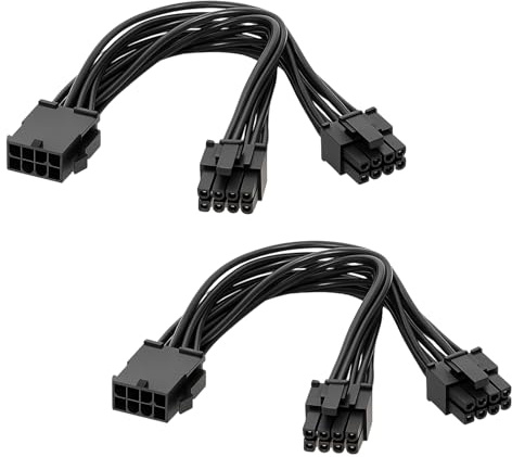 2 Piezas Cable 8 Pin a Dual 8 Pin, Cable 8 Pines Hembra a Doble 8 Pines (6+2) Macho, Adaptador PCI-E Y de Energía para Tarjeta Gráfica, Extensor 18AWG para GPU, Solución Conectores Insuficientes