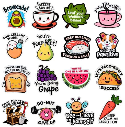 16PC Motivational Pun Magnets Funny Kawaii Affirmation Positive Inspirational Emotional Mental Health Support Refrigerator Locker Accessories Home Kitchen Decorative Gifts for Colleagues Friends