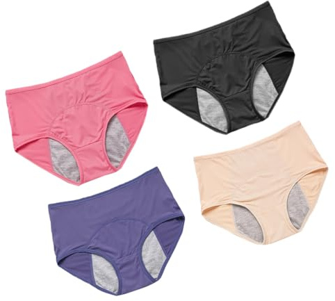Mutandine Mestruali Donna 4 Pezzi, Nylon Traspirante, Vita Elastico