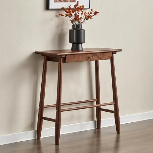 KLWQR Consola Recibidor con Cajones, Recibidores de Entrada de Madera de Nogal, Color Madera Natural, Diseño Minimalista Retro para Entrada, Pasillo y Recibidor(75x30x80 cm/30x12x31 in)
