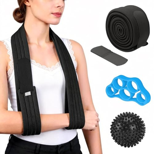 GZcaiyun Écharpe de bras réglable, légère et confortable, 160 cm de long, sangle de bras médicale pour bras blessé / main / coude avec balle de massage