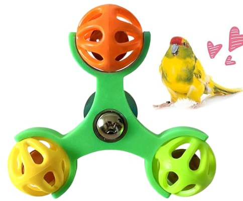 Juguetes Giratorios para Aves, Molino Interactivo Resistente a Mordeduras para Enriquecimiento Ambiental, Juguete con Bola Campana Giratoria, para Periquitos Agapornis Cacatúas Ninfas y