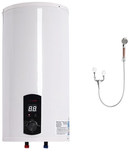 Chauffe-eau électrique 50 l - Chauffe-eau électrique pour cuisine - 2000 W - Réservoir d'eau chaude vertical 0,7 MPa 25 à 75 °C - Température réglable (blanc, 34 x 71 cm)