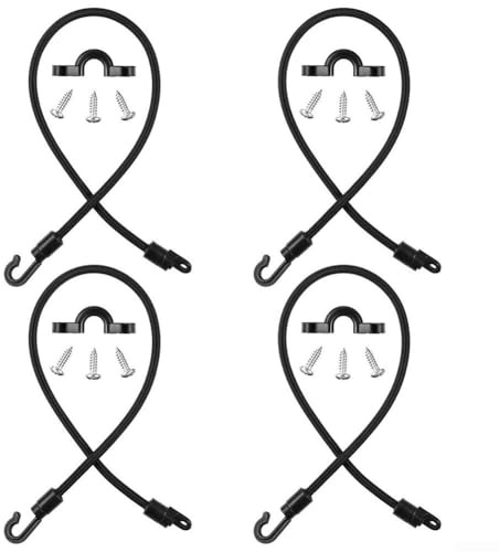 Confezione da 4 cinghie per legare la canna da pesca per kayak o per ponte della barca, con corda elastica e ganci e fibbie in acciaio inossidabile