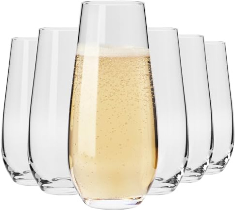 KROSNO Harmony Sektgläser 230 ml, 6er Set Gläser ohne Stiel | Prosecco, Sekt, Schaumwein, ohne Stiel, bleifreies Kristallglas, modernes Design, Geschenkidee