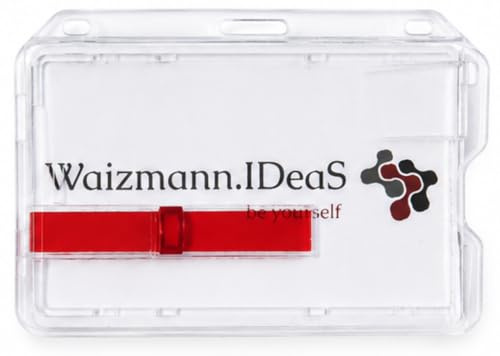 1x Kartenhülle Kartenhalter Ausweishalter Namensschild 1 Karte Hartplastik HORIZONTAL ROTER AUSSCHIEBER