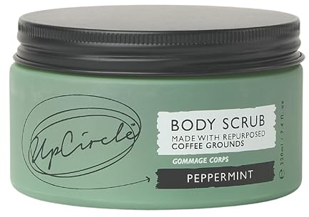 UpCircle Peeling-Kaffee-Körperpeeling mit Pfefferminze, 220 ml, Meersalz, Sheabutter + Kokosöl, Peeling für die Haut, verbessert die Durchblutung, natürlich, vegan, für weiche, glatte Haut
