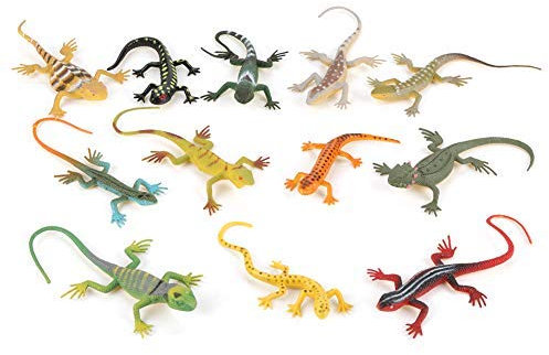 Zerodis 12pcs Set Modèles de Lézard Coloré Simulé Enfants Jouets Animaux Enseignement Accessoires Outils pour Enfants Plus de 3 Ans