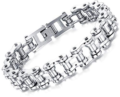 dsanbo Herrenarmband Biker Fahrradkette Link Armband Edelstahl Punk Männer Armschmuck