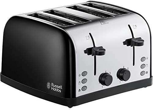 Russell Hobbs Stainless Steel 4 Slice Toaster, Black