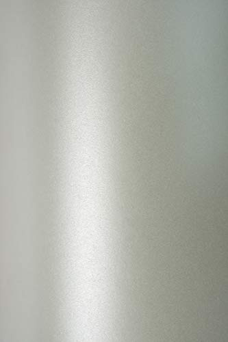 Netuno 100 Blatt Bastelpapier Perlmutt Silber DIN A5 14,8 x 21 cm 125g Sirio Pearl Platinum Feinpapier glänzend Perlglanz Papier Effektpapier für Hochzeit Geburtstag Weihnachten Taufe