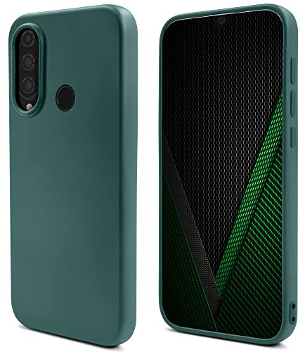 Moozy Lifestyle. Funda para Huawei P30 Lite, Verde Oscuro - Cover Carcasa de Silicona Líquida con Acabado Mate y Forro de Microfibra Suave