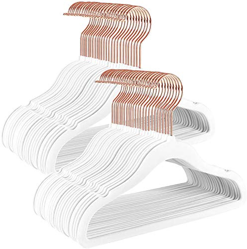 50 Pack Velvet Baby Clothes Hangers, White, Non-Slip, Space-Saving