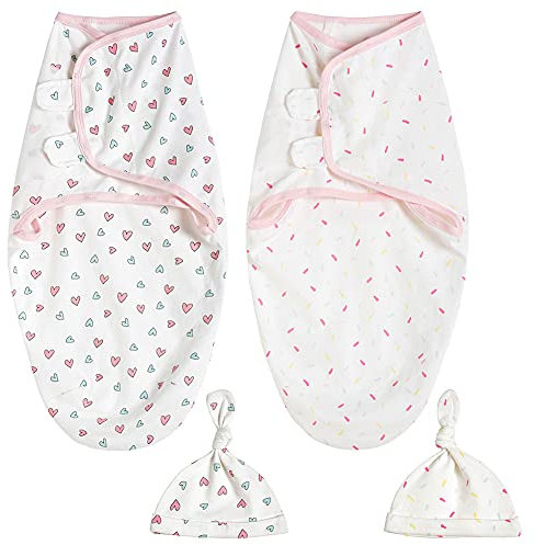 HINATAA 2 Pack Baby Pucksack Neugeborene Babys Pucksack 0-3 Monate 100% weiche atmungsaktive Baumwolle Pucktücher Unisex (Love)