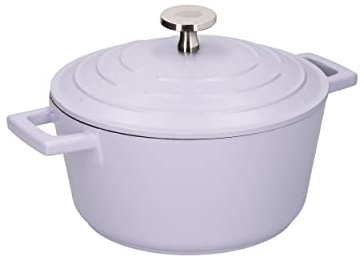 MasterClass Small Casserole Dish with Lid 2.5 Litre/20 cm, Lightweight Cast Aluminium, Induction Hob and Oven Safe, Lavender