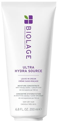 Biolage Ultra Hydra Source Leave-In Cream - Moisturizes & Controls Frizz, For Very Dry, Thick, Hair, Infused with Micro-dosed with Cupuaçu Butter & Salicylic Acid