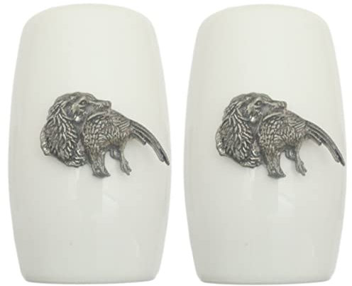 Spaniel Head China Salt and Pepper Shakers Cruet Set Modern White CSP 339